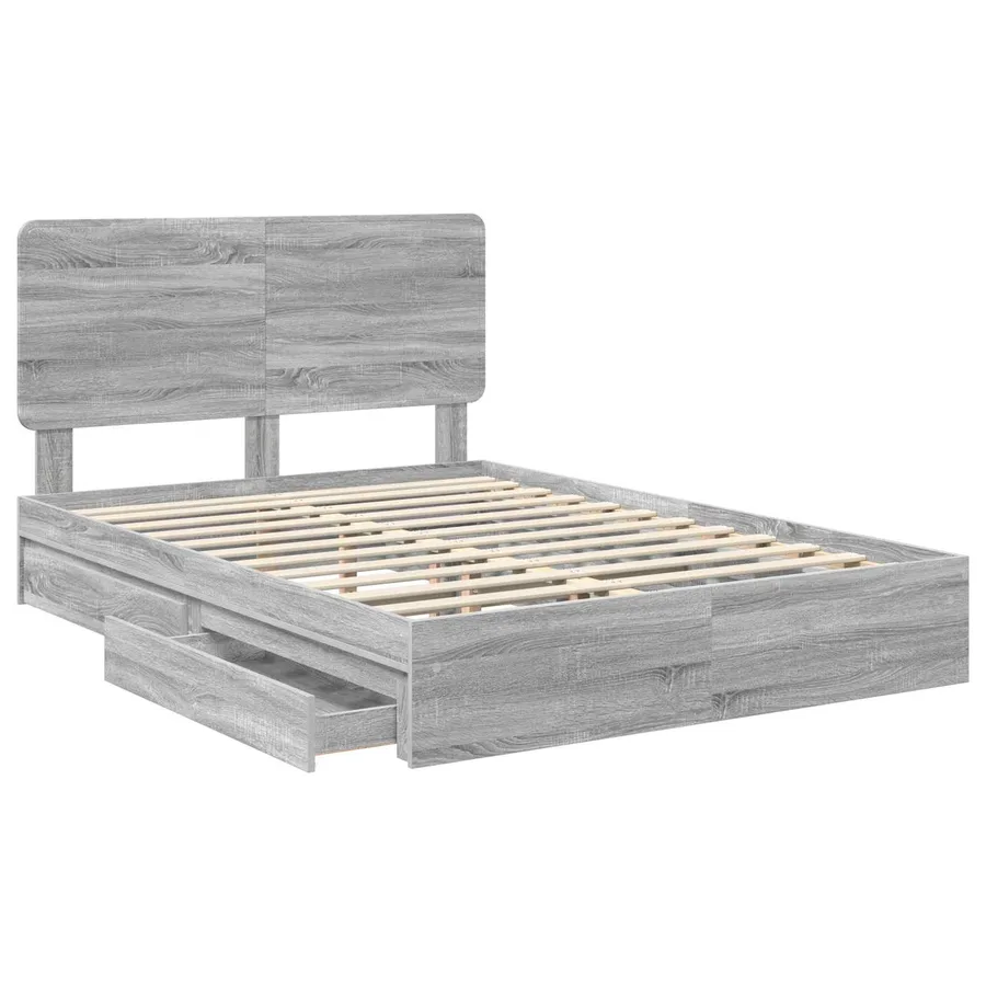 Lit de Rangement Gris Sonoma 150 x 200 cm Bois d'ingénierie - 5