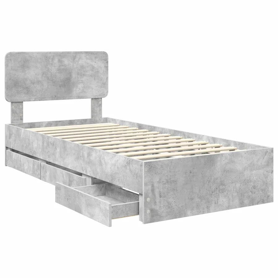 Cadre de lit Gris Béton 75 x 190 cm Bois d’ingénierie - 5