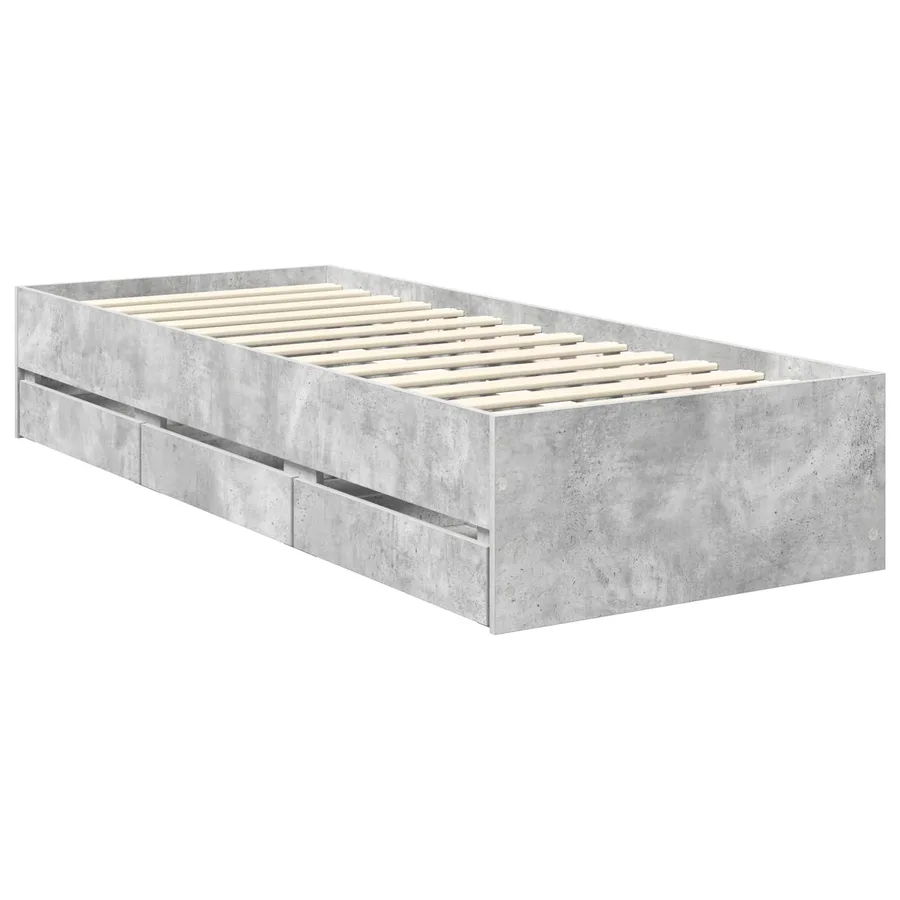 Cadre de lit Gris Béton 75 x 190 cm Bois d’ingénierie - 6