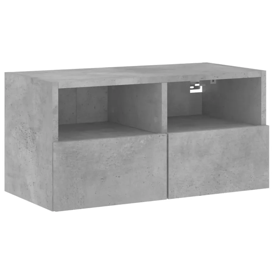 Meuble TV mural gris béton 60x30x30 cm bois d'ingénierie - 2