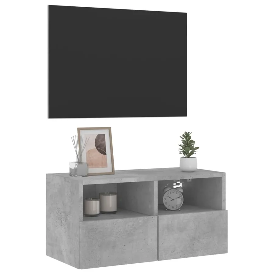 Meuble TV mural gris béton 60x30x30 cm bois d'ingénierie - 5