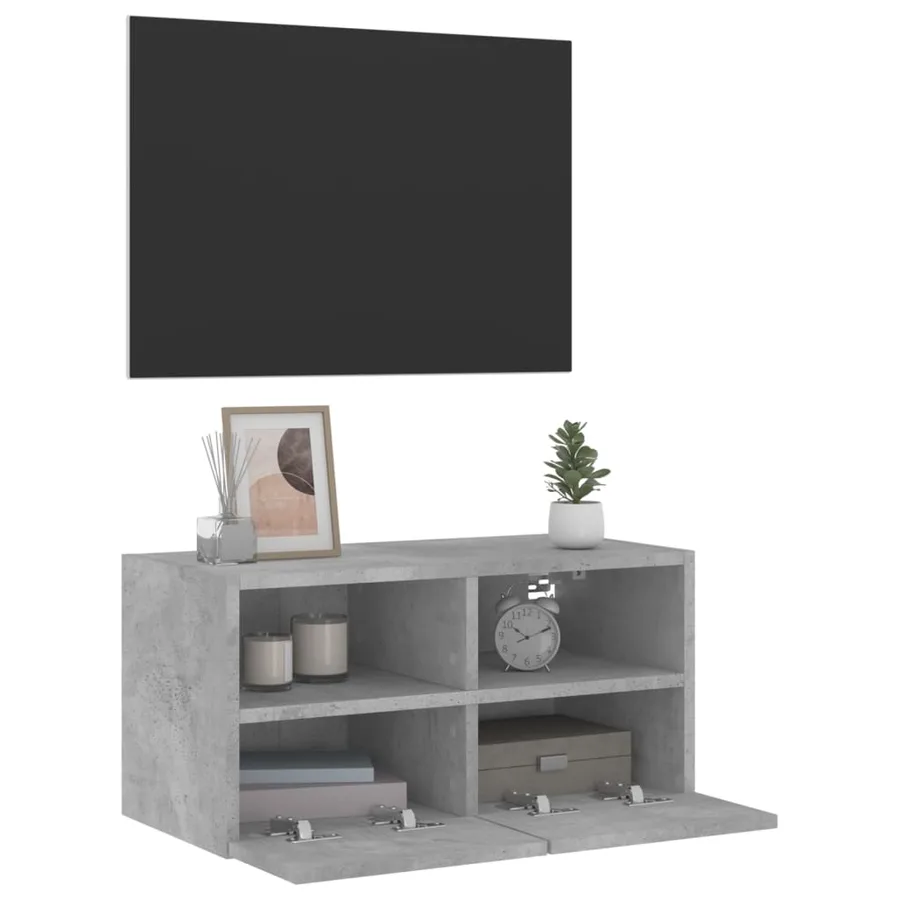 Meuble TV mural gris béton 60x30x30 cm bois d'ingénierie - 6