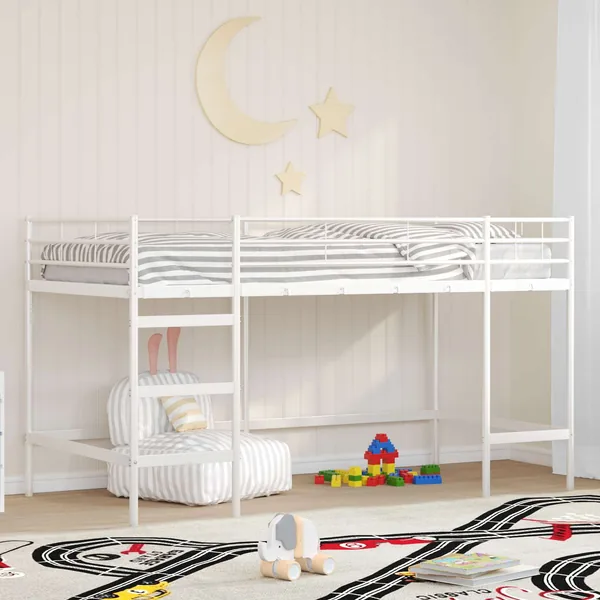 Lit mezzanine pour enfants Uni Blanc 90 x 200 cm Acier
