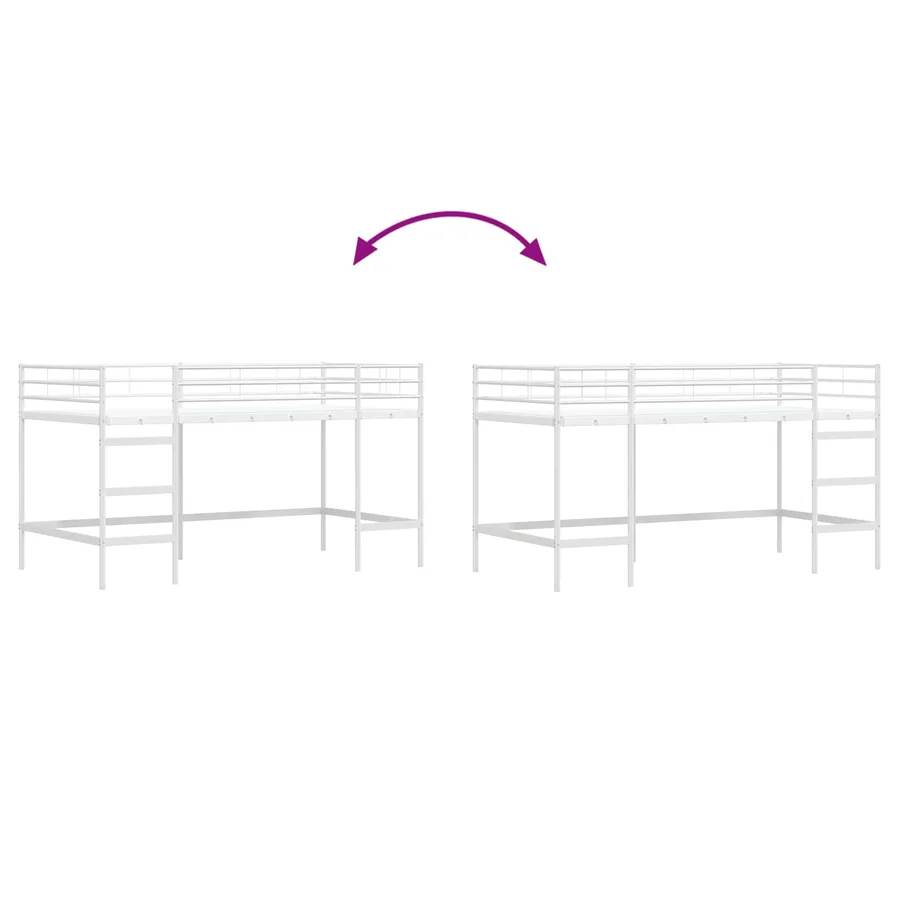 Lit mezzanine pour enfants Uni Blanc 90 x 200 cm Acier - 9