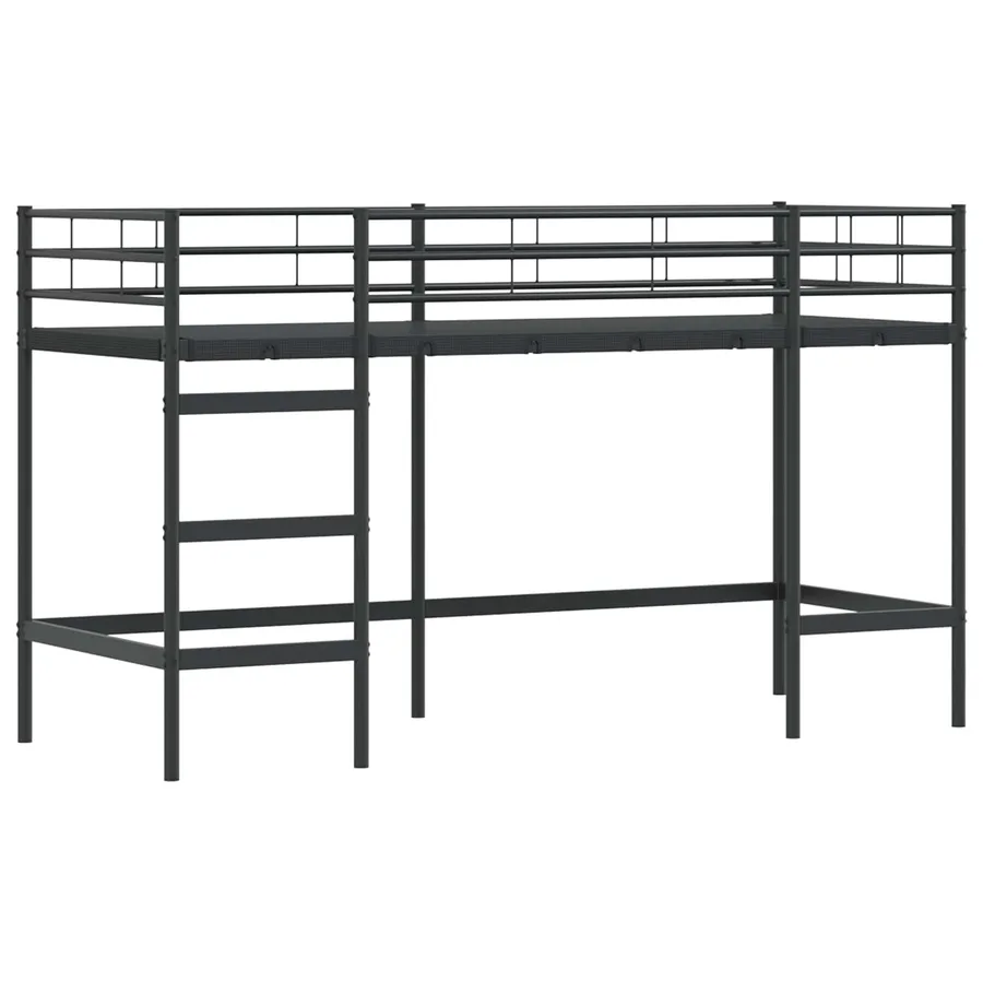 Cadre de Lit Mezzanine pour Enfants avec Rideaux Noir et rose - 5
