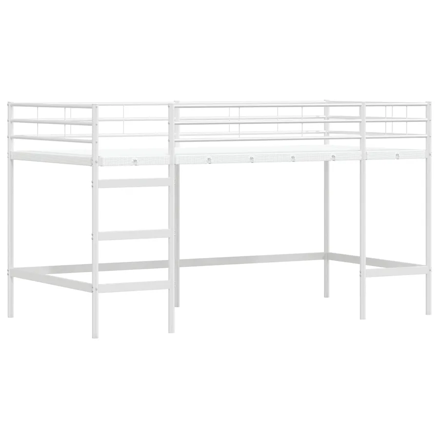 Cadre de Lit Mezzanine pour Enfants avec Rideaux Blanc et Bleu - 5