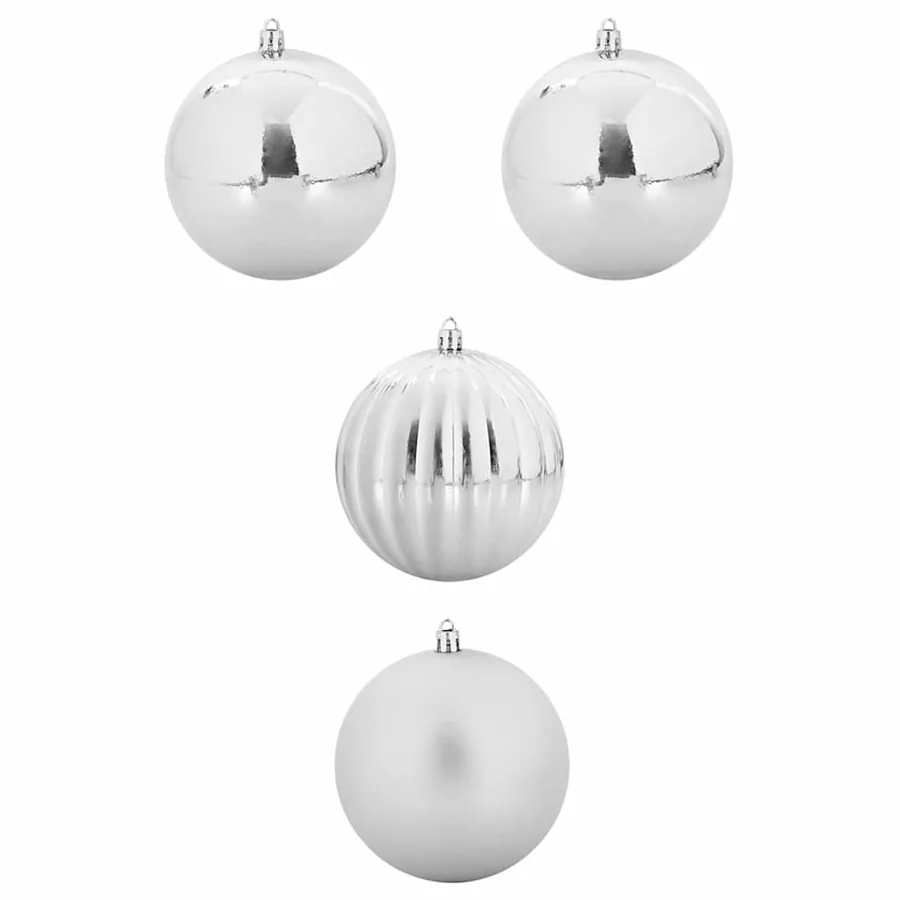 Set de Boules de Noël XXL 4 pcs Argent Ø 20 cm Plastique LED - 2