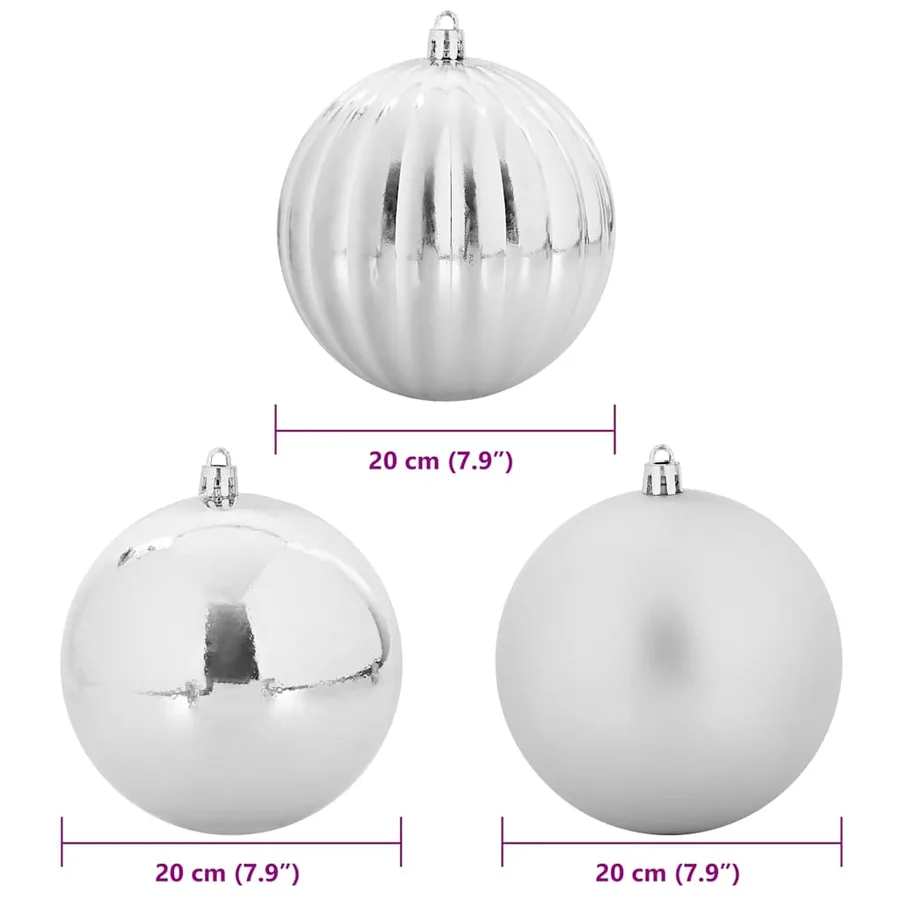 Set de Boules de Noël XXL 4 pcs Argent Ø 20 cm Plastique LED - 5