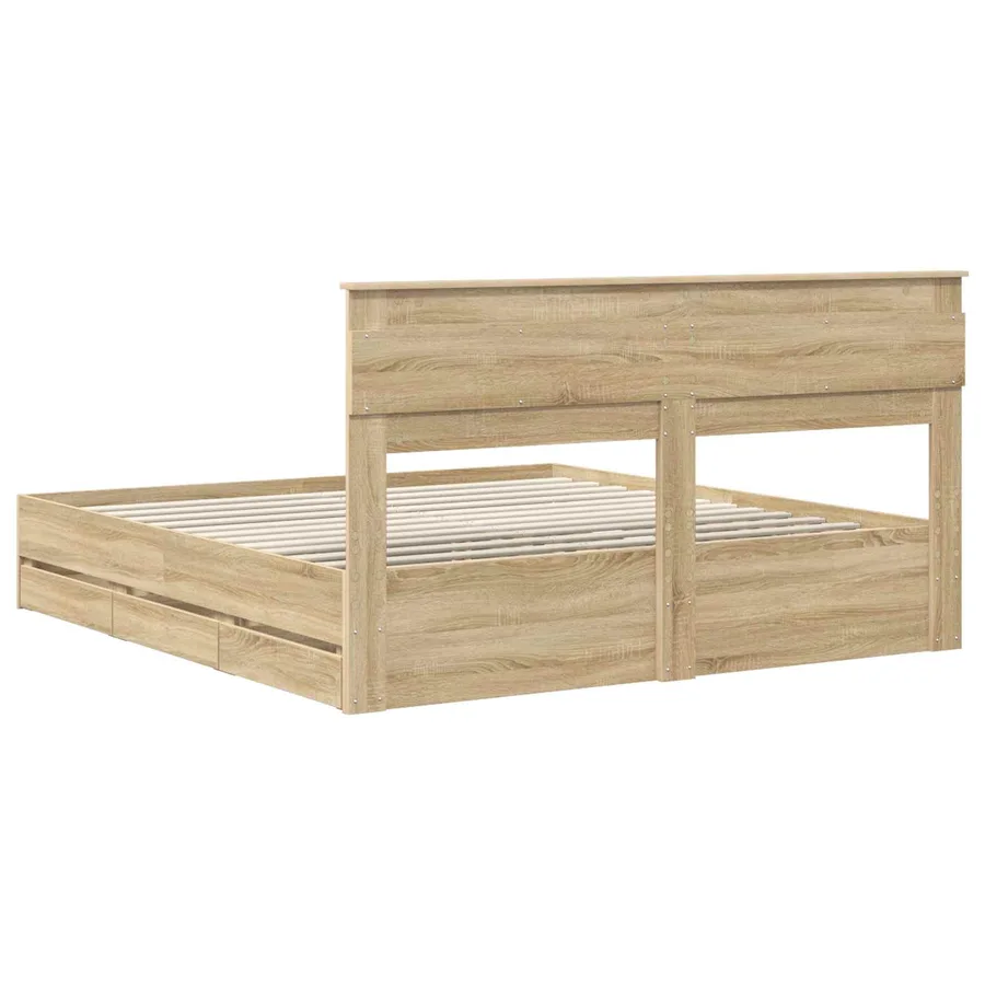 Cadre de lit Chêne Sonoma 200 x 200 cm Bois Ingénierie - 10