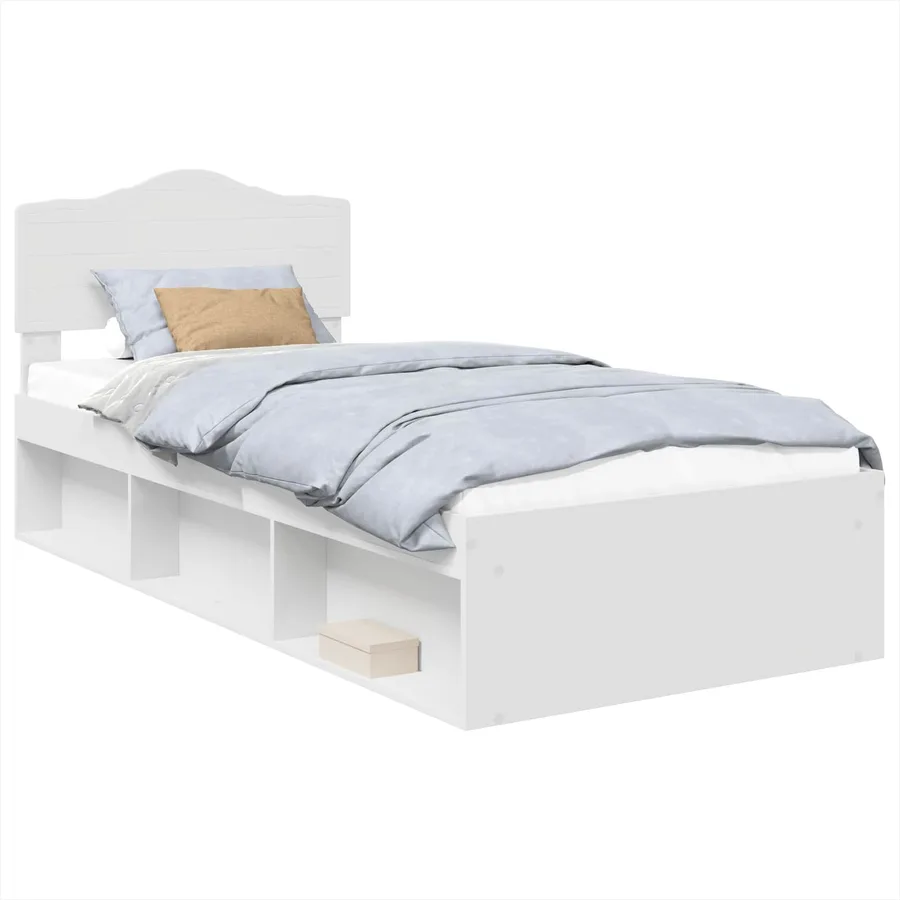 Cadre de lit Blanc 90 x 190 cm Bois de pin massif - 2