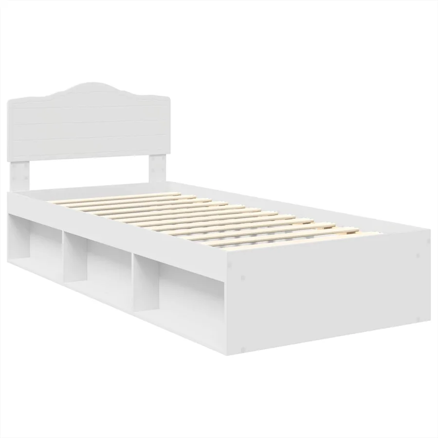 Cadre de lit Blanc 90 x 190 cm Bois de pin massif - 4