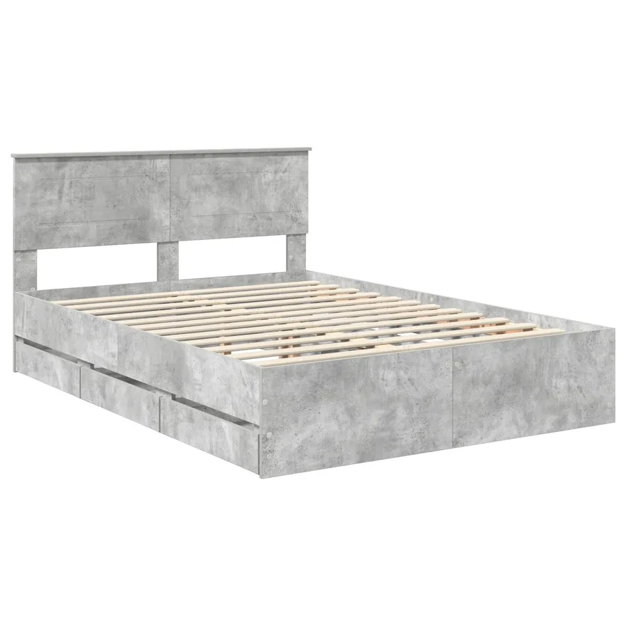 Cadre de lit Gris béton 160 x 200 cm Bois Ingénierie - 4