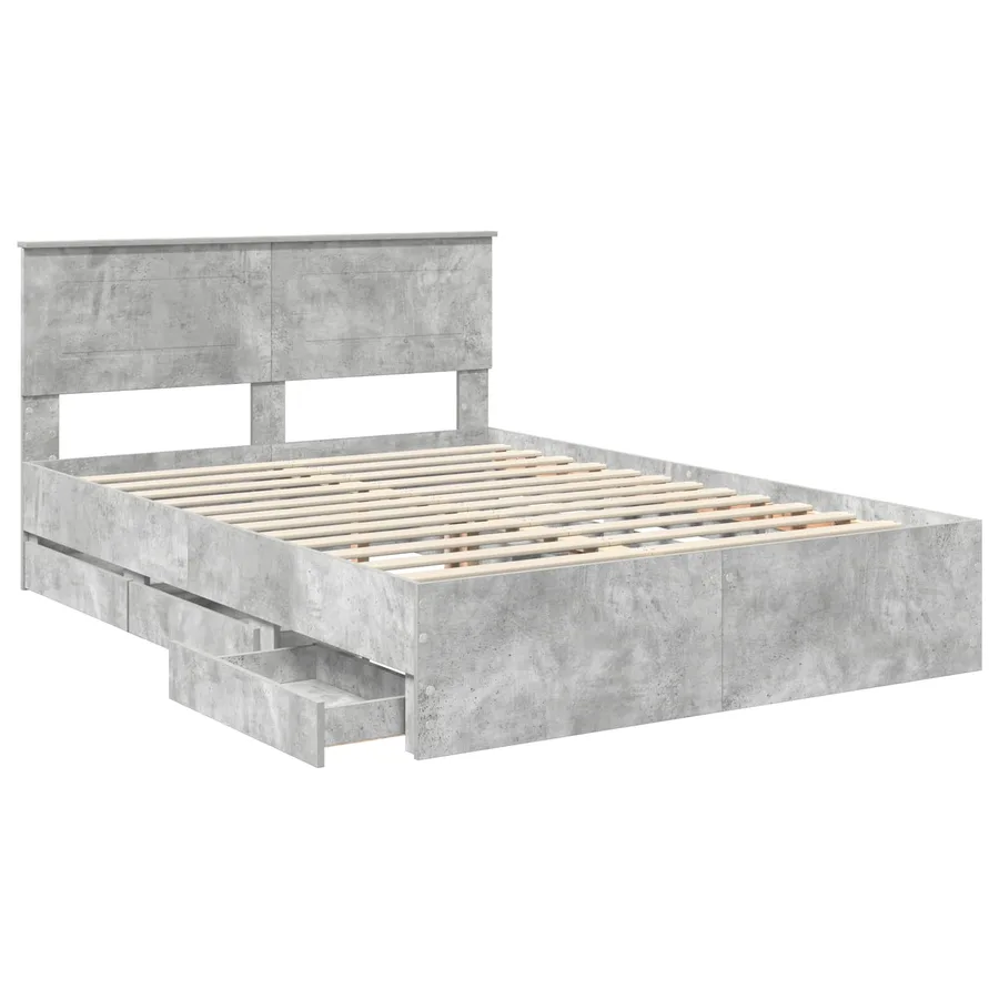 Cadre de lit Gris béton 160 x 200 cm Bois Ingénierie - 5