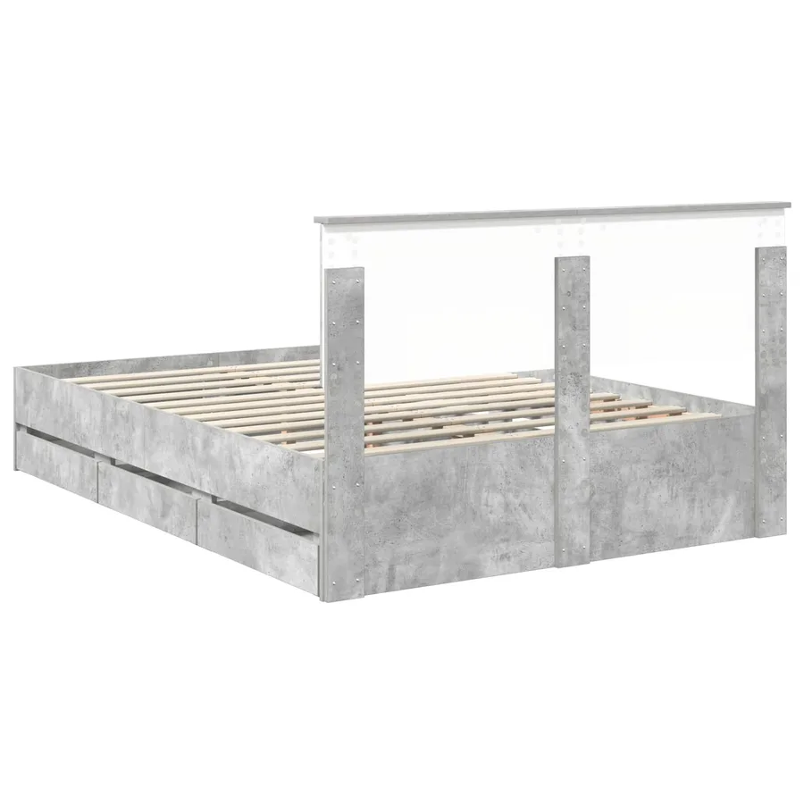 Cadre de lit Gris béton 160 x 200 cm Bois Ingénierie - 8