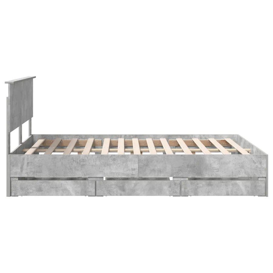Cadre de lit Gris béton 160 x 200 cm Bois Ingénierie - 9