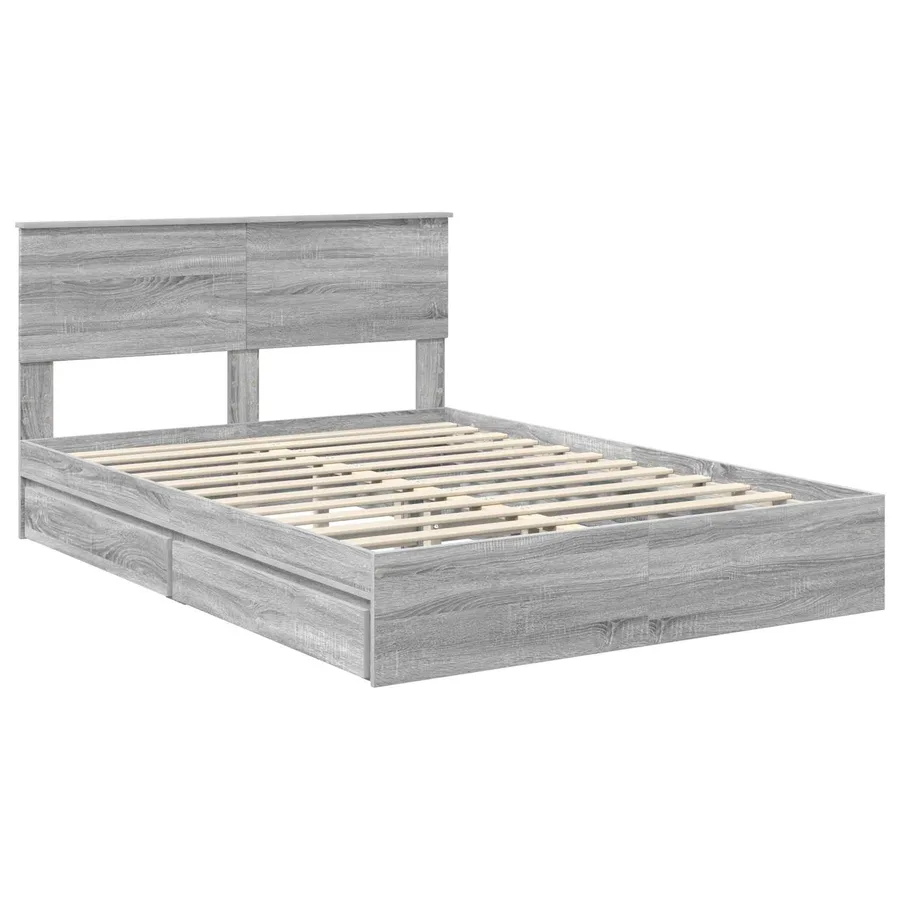 Lit de Rangement Gris Sonoma 160 x 200 cm Bois d'ingénierie - 4