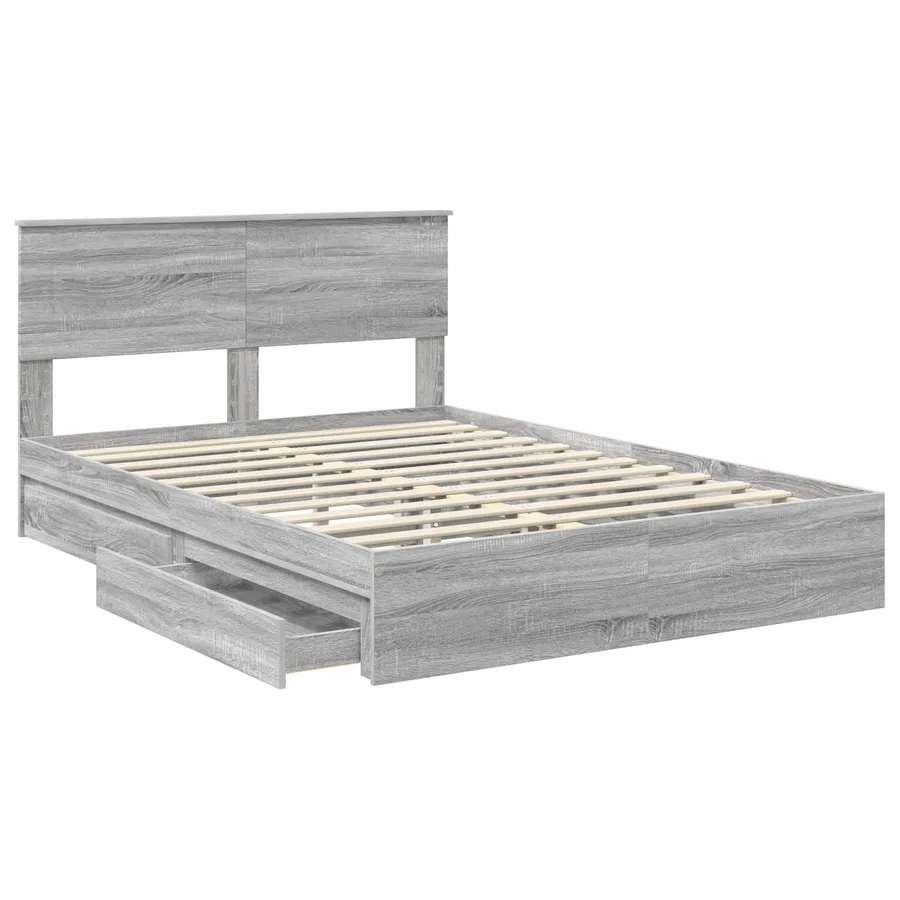 Lit de Rangement Gris Sonoma 160 x 200 cm Bois d'ingénierie - 5