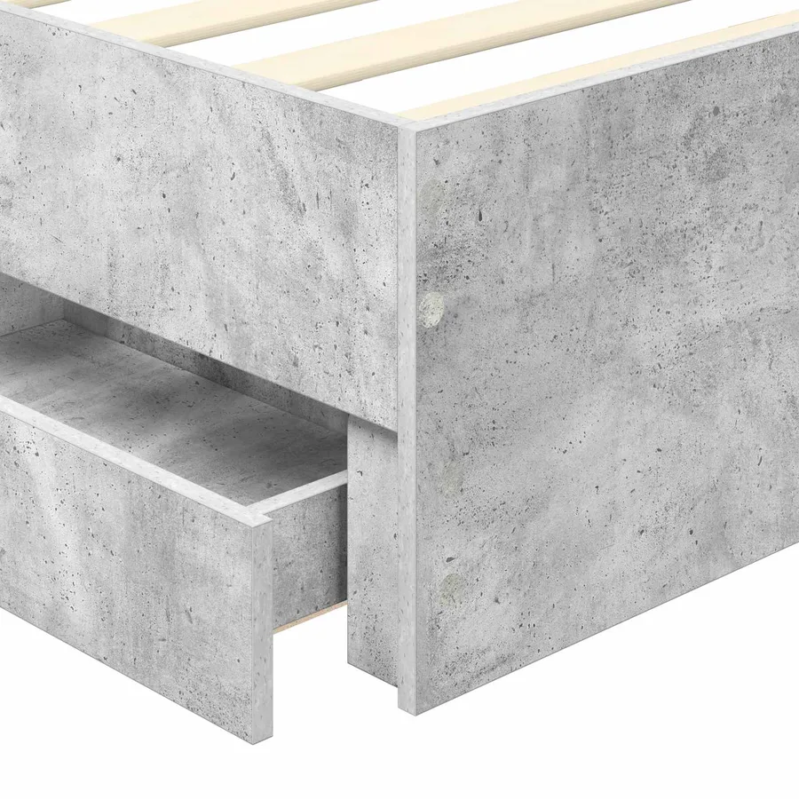 Cadre de lit avec tiroir Gris béton 90 x 190 cm Bois Ingénierie - 11