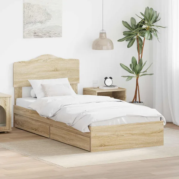 Lit de Rangement Chêne Sonoma 90 x 190 cm Bois d'ingénierie