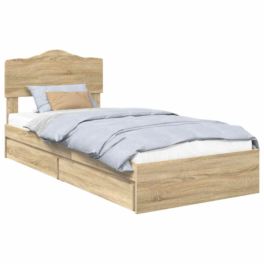 Lit de Rangement Chêne Sonoma 90 x 190 cm Bois d'ingénierie - 2