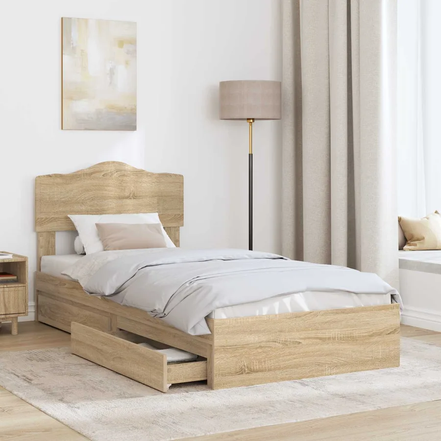 Lit de Rangement Chêne Sonoma 90 x 190 cm Bois d'ingénierie - 3