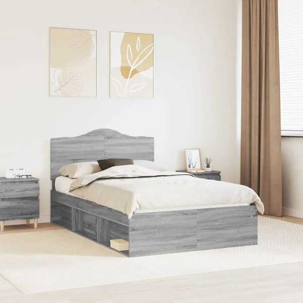 Cadre de lit Gris Sonoma 135 x 190 cm Pin massif