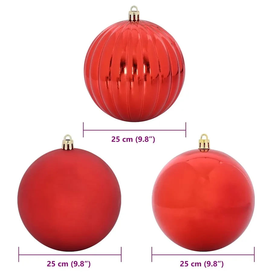 Ensemble de Boules de Noël XXL 3 pcs Rouge Ø 25 cm Plastique - 5