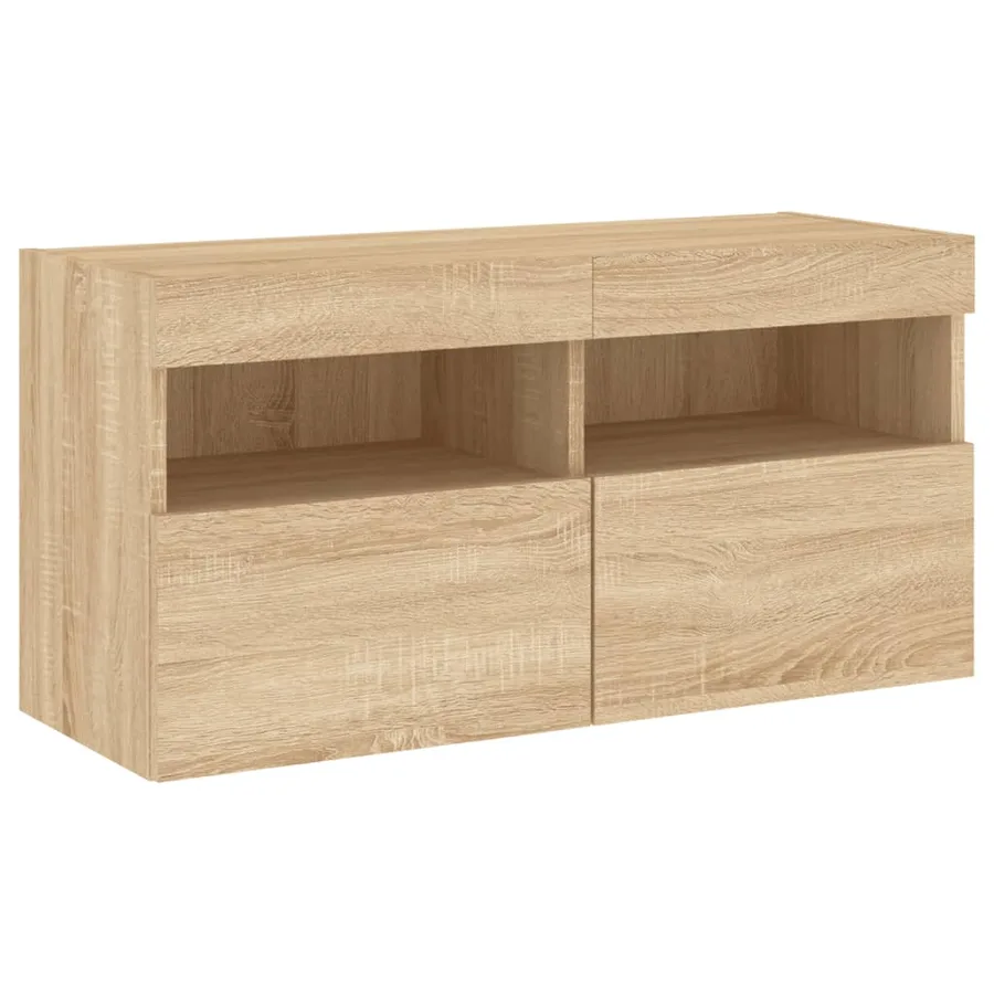Unités murales TV avec LED 5 pcs chêne sonoma bois d'ingénierie - 10