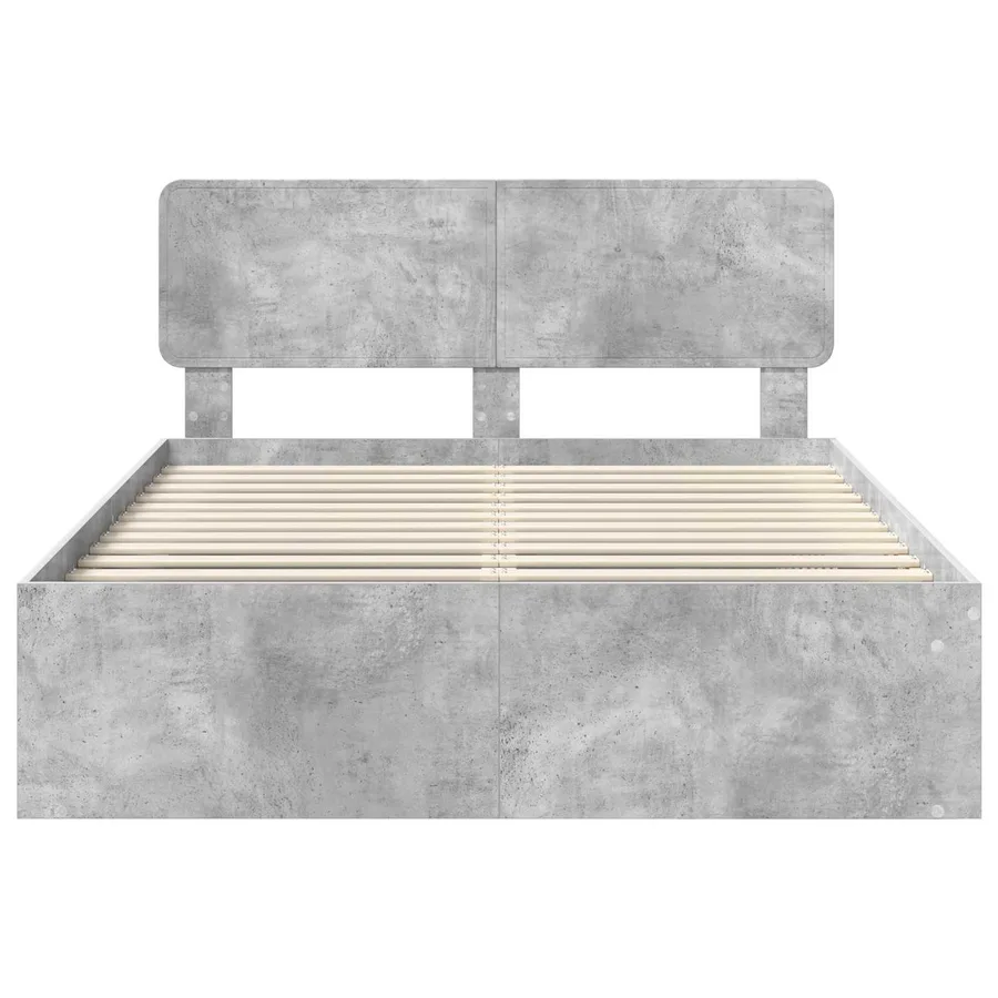 Cadre de lit avec tête de lit Béton 140 x 190 cm Pin massif - 7