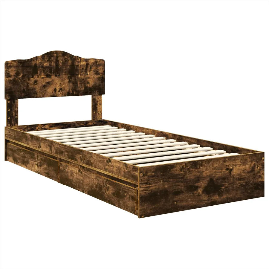 Lit de Rangement Chêne fumé 90 x 200 cm Bois d'ingénierie - 4