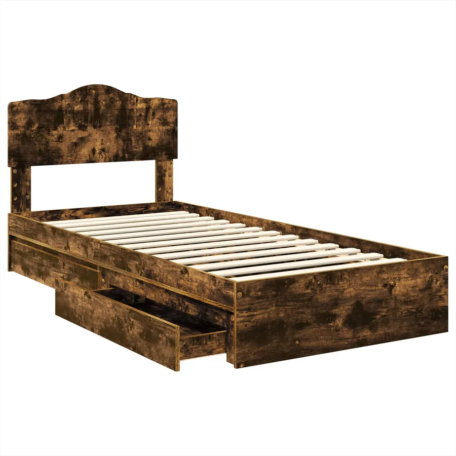 Lit de Rangement Chêne fumé 90 x 200 cm Bois d'ingénierie - 5