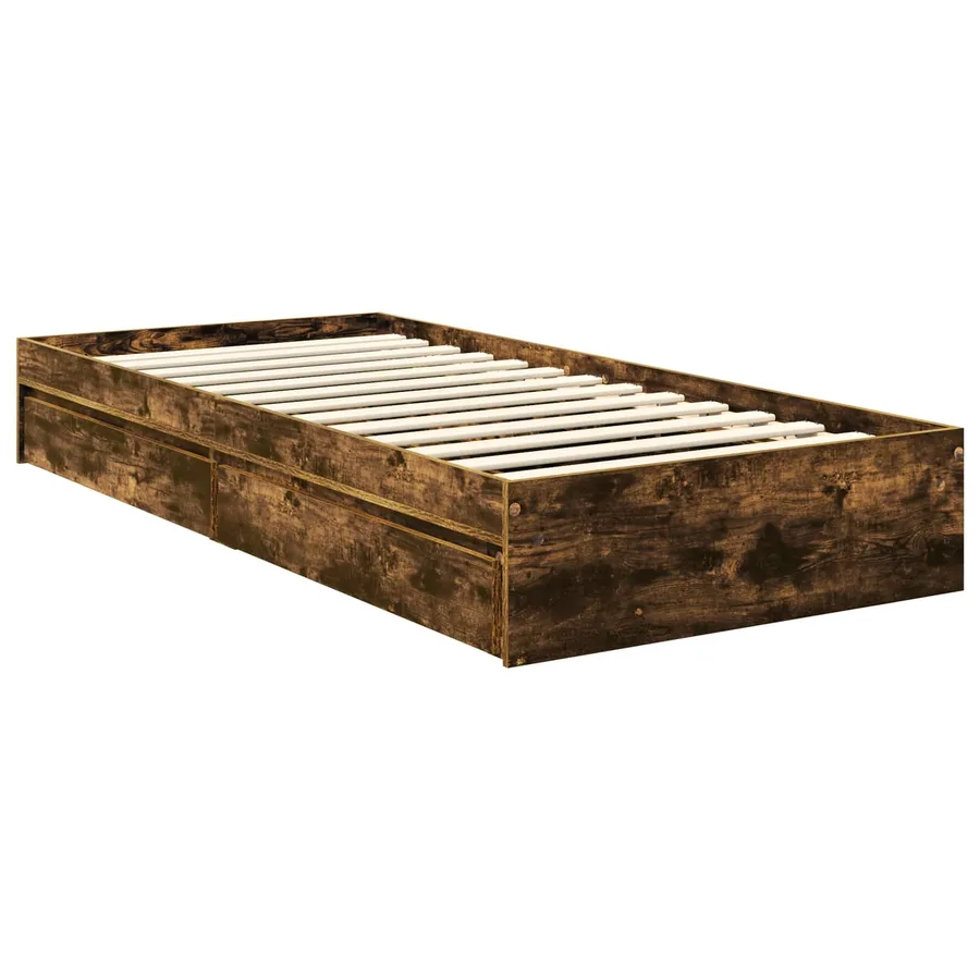 Lit de Rangement Chêne fumé 90 x 200 cm Bois d'ingénierie - 6