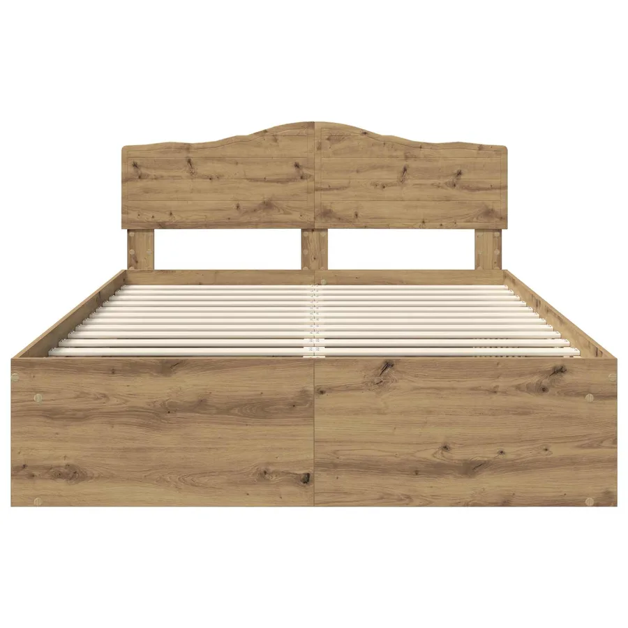 Cadre de lit Chêne artisan 140 x 200 cm Bois de pin massif - 7