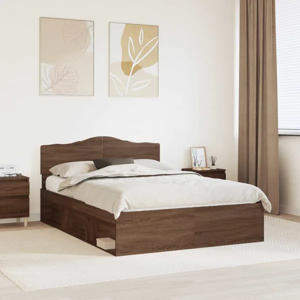 Cadre de lit Chêne brun 140 x 200 cm Bois de pin massif