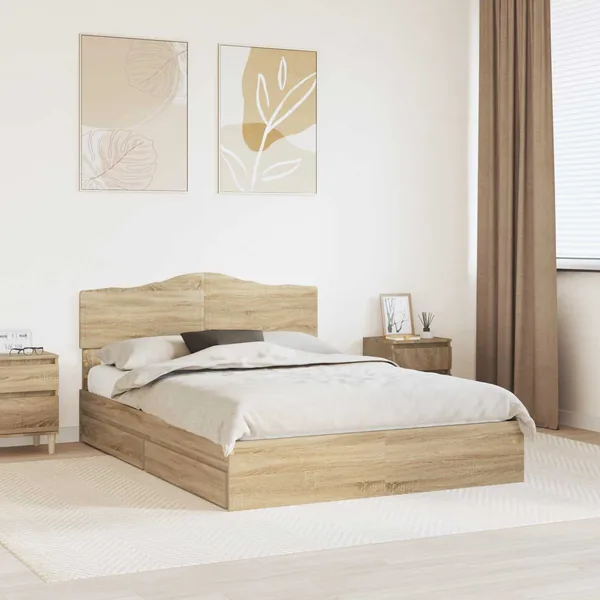 Lit de Rangement Chêne Sonoma 140 x 200 cm Bois d'ingénierie