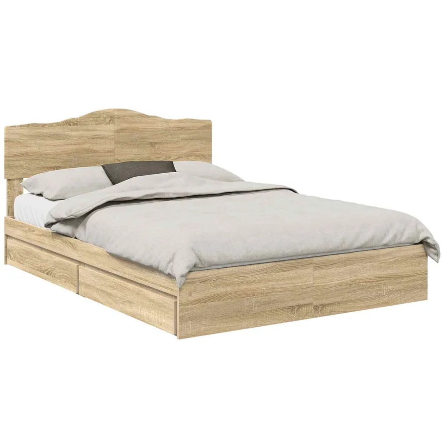 Lit de Rangement Chêne Sonoma 140 x 200 cm Bois d'ingénierie - 2