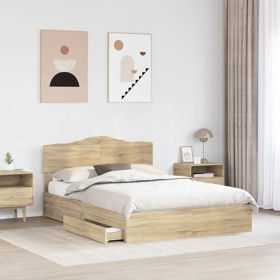 Lit de Rangement Chêne Sonoma 140 x 200 cm Bois d'ingénierie - 3