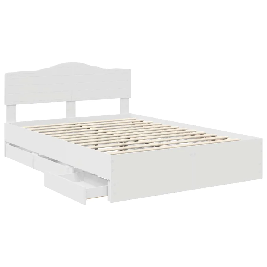 Cadre de lit avec tiroir Blanc 140 x 190 cm Bois Ingénierie - 5