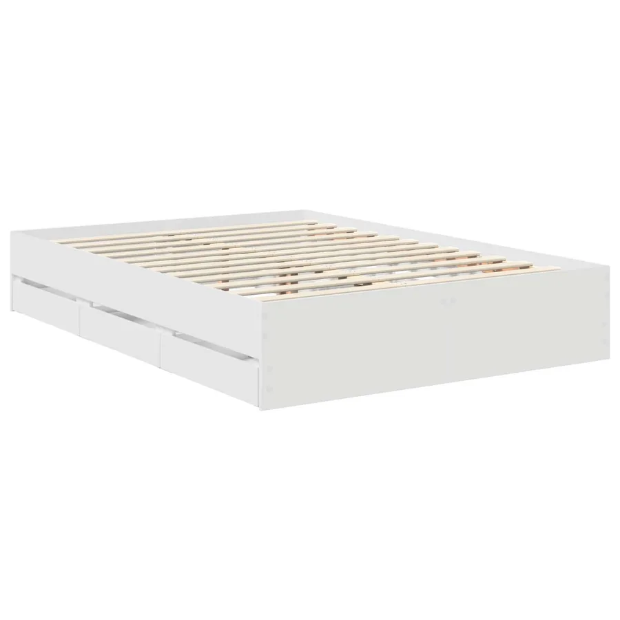 Cadre de lit avec tiroir Blanc 140 x 190 cm Bois Ingénierie - 6