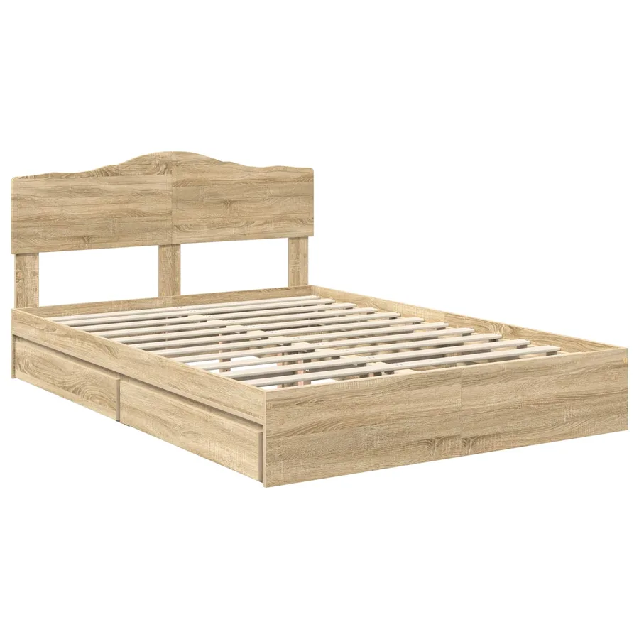 Lit de Rangement Chêne Sonoma 140 x 190 cm Bois d'ingénierie - 4