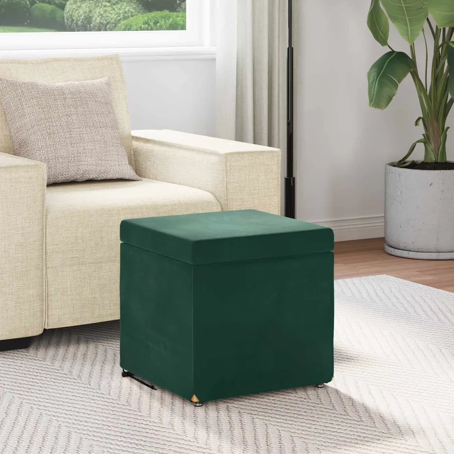 Tabouret Vert foncé 41 x 41 x 40 cm Velours et Bois Composite - 3