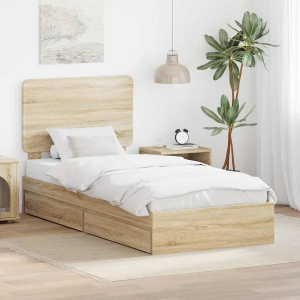 Lit de Rangement Chêne Sonoma 90 x 190 cm Bois d'ingénierie