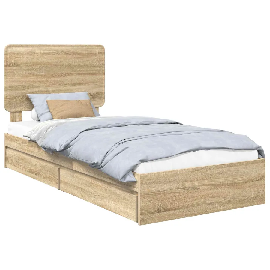 Lit de Rangement Chêne Sonoma 90 x 190 cm Bois d'ingénierie - 2