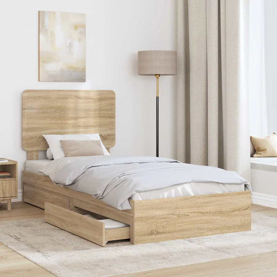 Lit de Rangement Chêne Sonoma 90 x 190 cm Bois d'ingénierie - 3