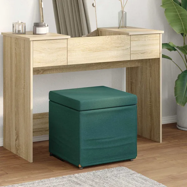 Tabouret Vert foncé 41 x 41 x 40 cm Tissu et bois stratifié