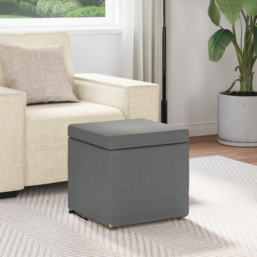 Tabouret Gris foncé 41 x 41 x 40 cm Tissu et bois stratifié - 3