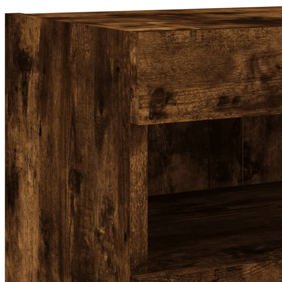 Unités murales TV avec LED 5 pcs chêne fumé bois d'ingénierie - 13