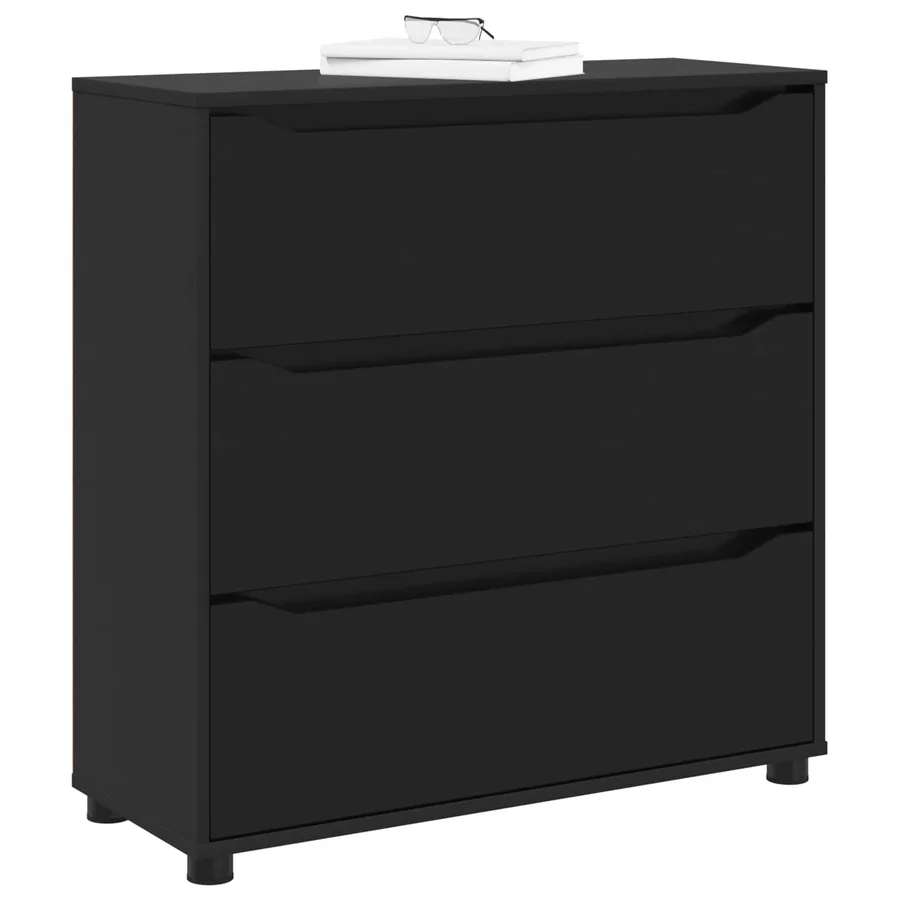 Armoire de rangement Noir 80 x 31 x 81 cm Bois d'ingénierie - 3