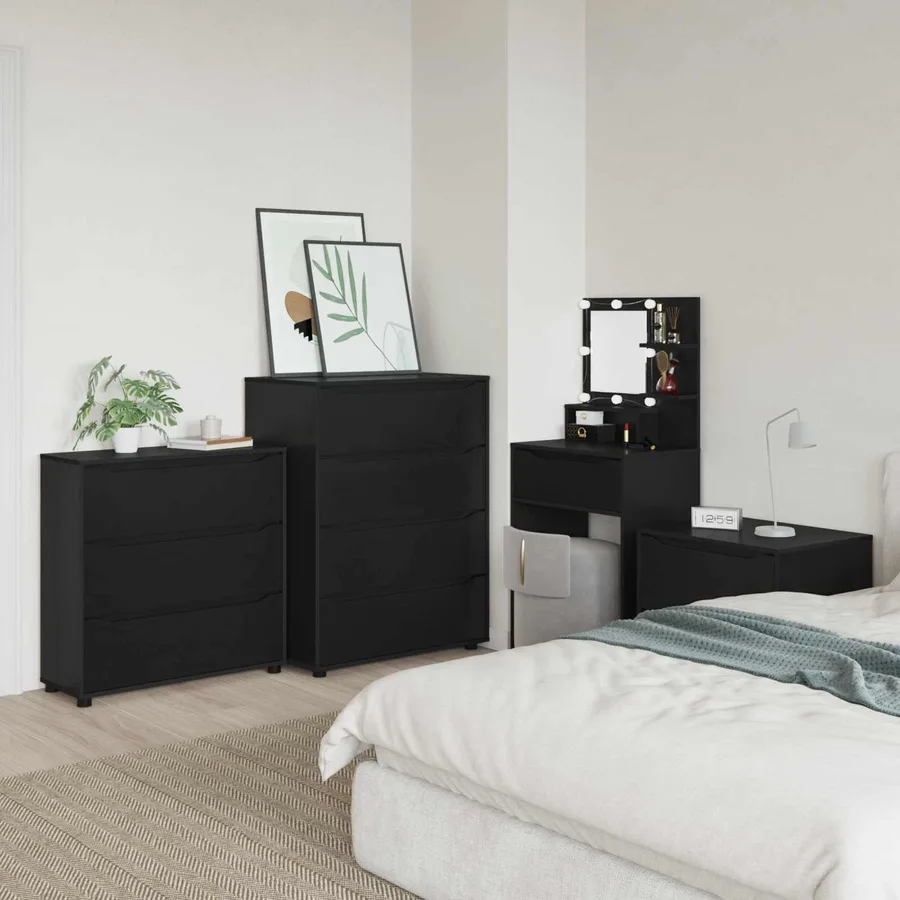Armoire de rangement Noir 80 x 31 x 81 cm Bois d'ingénierie - 4