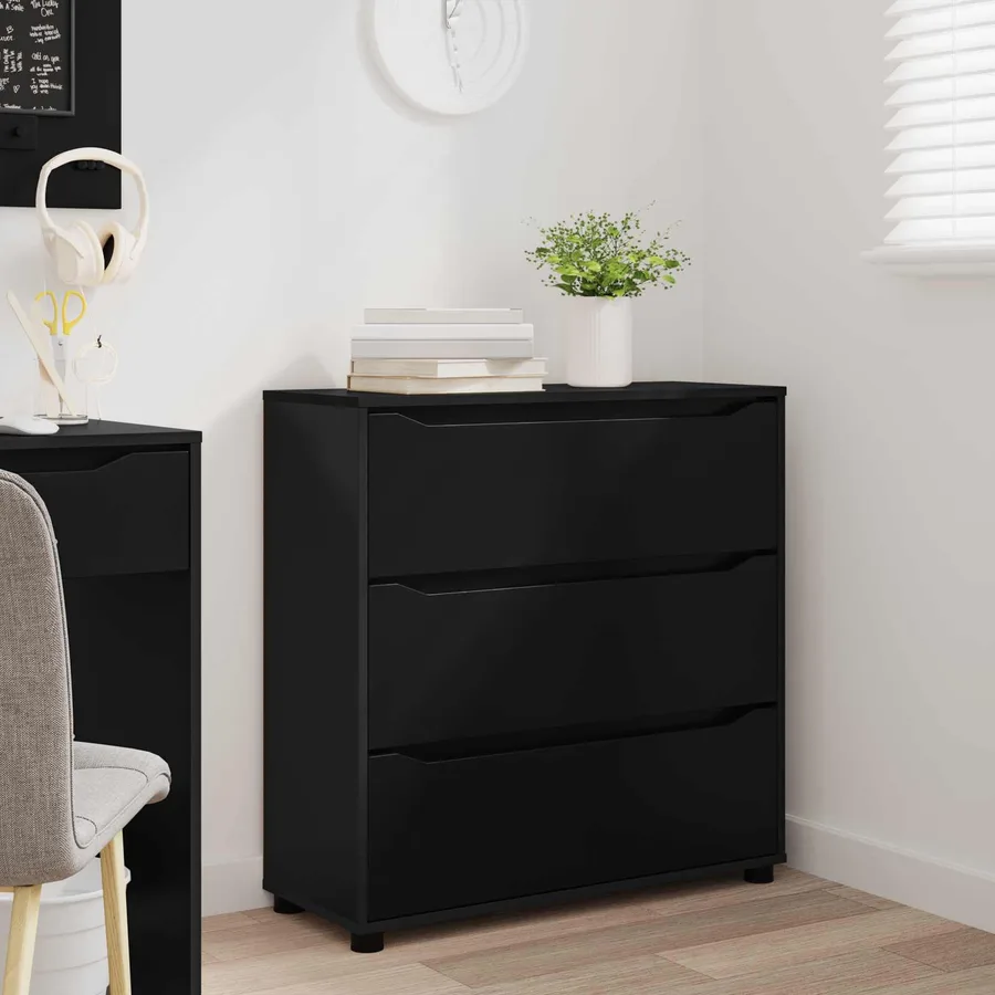 Armoire de rangement Noir 80 x 31 x 81 cm Bois d'ingénierie - 5